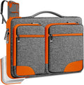 Hseok Laptop Case 15 15.6 16 inch Sleeve with Handle and Hidden Strap,Compatible with MacBook Pro 15.4 16, 360° Protective PC Briefcase with 4 Pockets for Laptop Accessory,Easy to Carrying,Gray-Orange