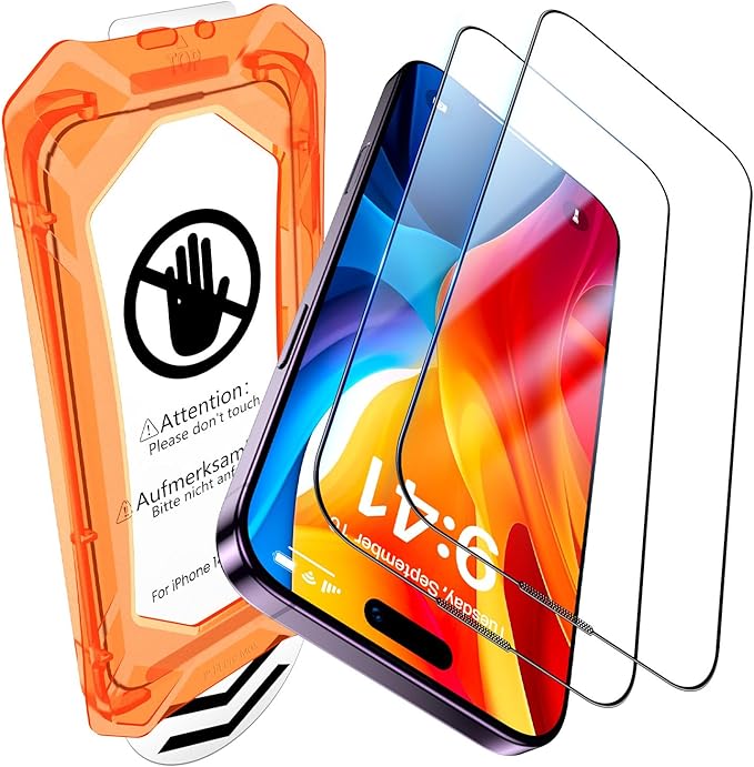 UniqueMe for iPhone 14 Pro Max Screen Protector - [Military Grade Shatterproof & 9H+ Hardness] Screen Protector 14 Pro Max Tempered Glass Full Coverage Protection, Easy Installation, 2 Packs