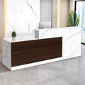 Reception Desk with Counter Modern Checkout Counter with Lockable Drawer Keyboard Tray Receptionist Desk for Office Salon Reception Table L Left 79inch/200cm