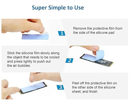 A ADWITS [ 6-Pack ] Thermal Conductive Silicone Pads, Soft Safe Simple to Apply for SSD CPU GPU LED IC Chipset Cooling -Blue