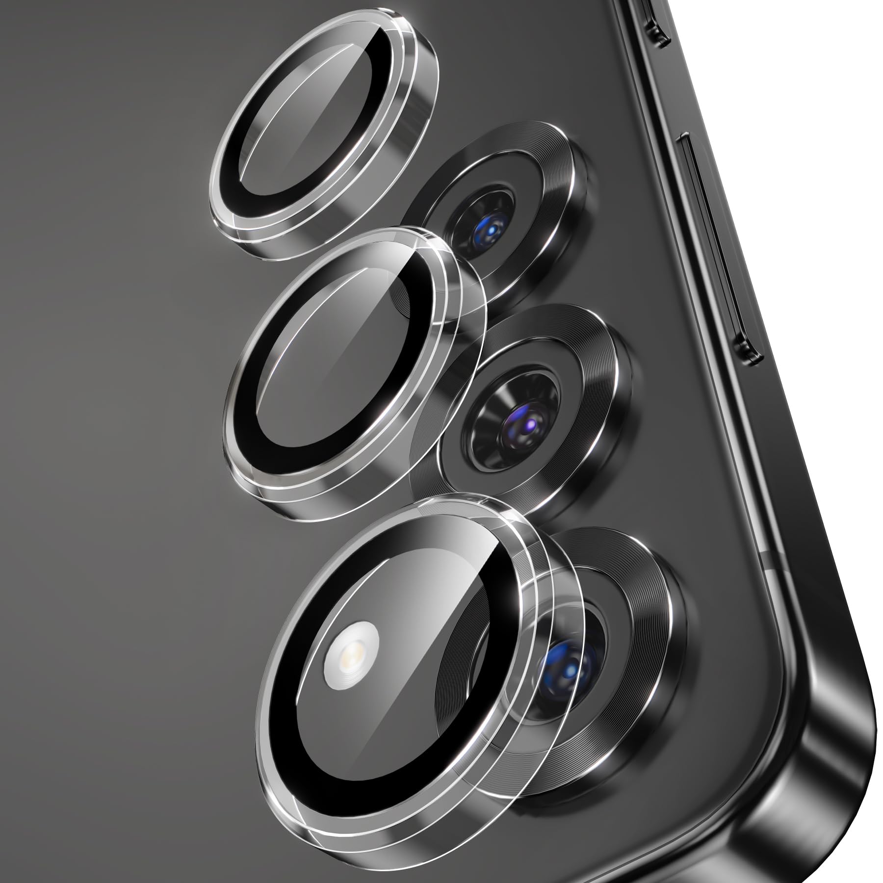 YWXTW Camera Lens Protector for Samsung Galaxy S25+ Plus Accessories [1:1 Fit & Ultra Clarity] 9H Tempered Glass Metal Individual Ring Camera Cover Screen Protector, Case Friendly (Clear)