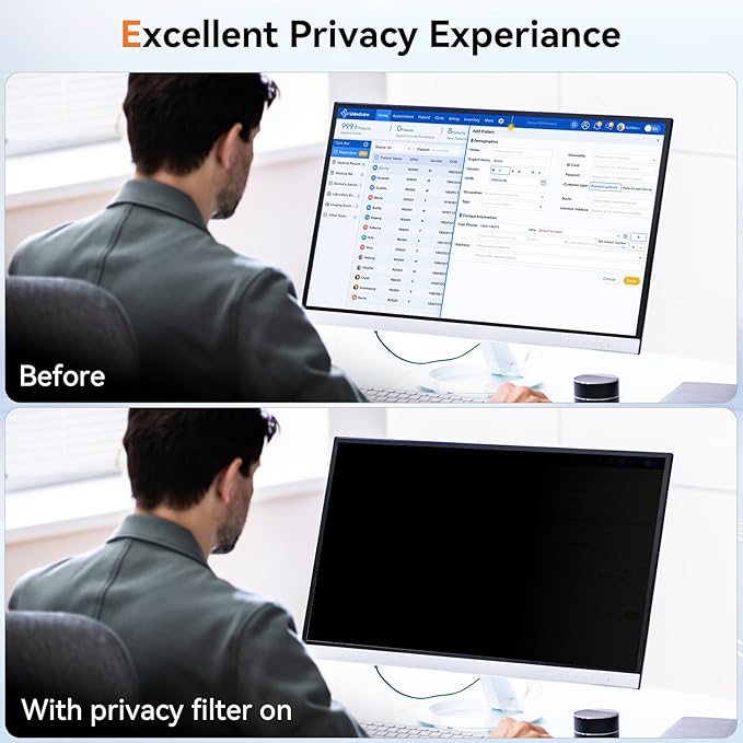Mamol 24 Inch Computer Privacy Screen Filter for 16:10 Widescreen Monitor, Anti Glare & Blue Light Filter, Removable Anti-Scratch Screen Protector Film 24 in