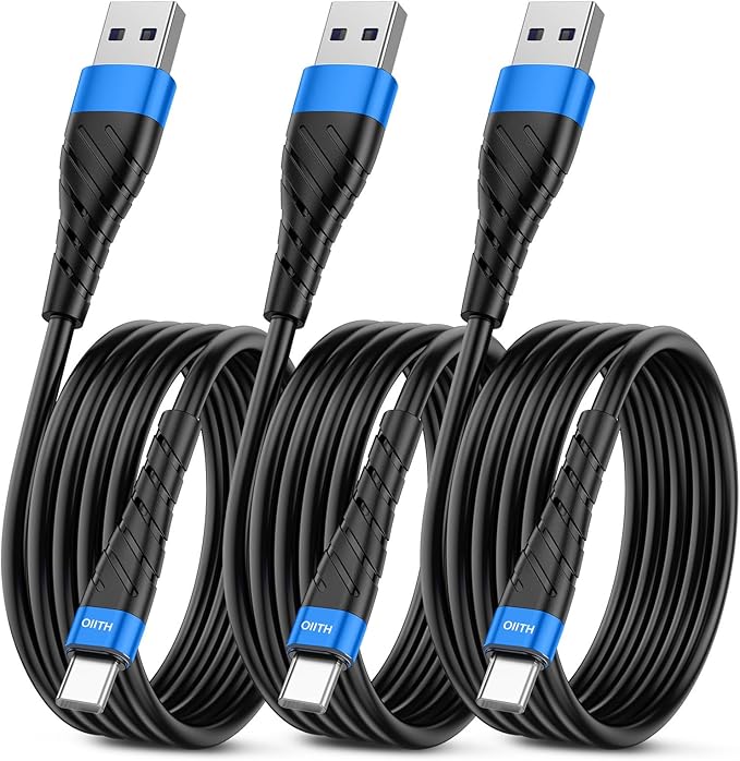 OIITH USB C Cable, USB A to USB C 3A Fast Charging (6FT 3Pack) Phone USB Type-C Charge Cable Android Charge Cord USB C Charger Cable for iPhone 15 Plus/Pro/Pro Max/Samsung/Pad/Laptop/LG/-Blue
