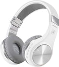 Riwbox Bluetooth Headphones, XBT-80 Folding Stereo Wireless Bluetooth Headphones Over Ear with Microphone and Volume Control, Wireless and Wired Headset for PC/Cell Phones/TV/iPad (Silver White)