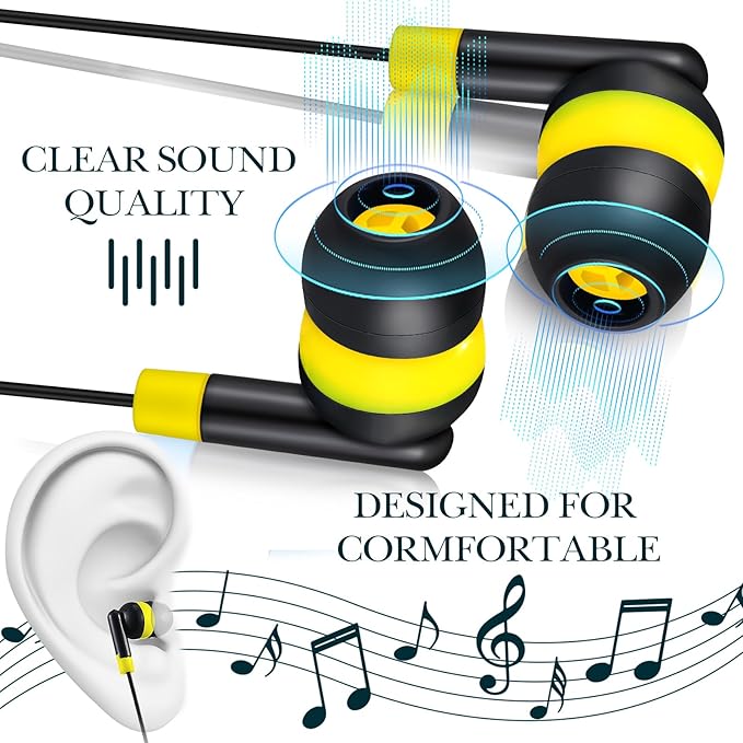 Kanayu 100 Pack Wired Earbuds Bulk for Classroom Ear Headphones Wired Basic Student Earbuds No Microphone with 3.5mm Jack for Kids Class Laptop School Library, Individually Bagged(Colorful)