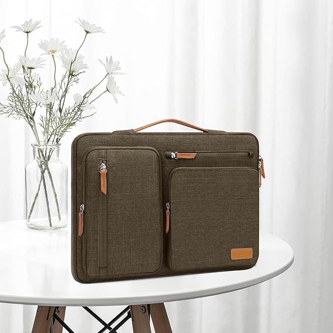 MOSISO 360 Protective Laptop Case 16 inch, 15-15.6 inch Laptop Sleeve Compatible with MacBook Pro 16, HP, Acer, Dell, Lenovo, ASUS, Side Open Carrying Case with 4 Zipper Pockets&Handle,Carob Brown