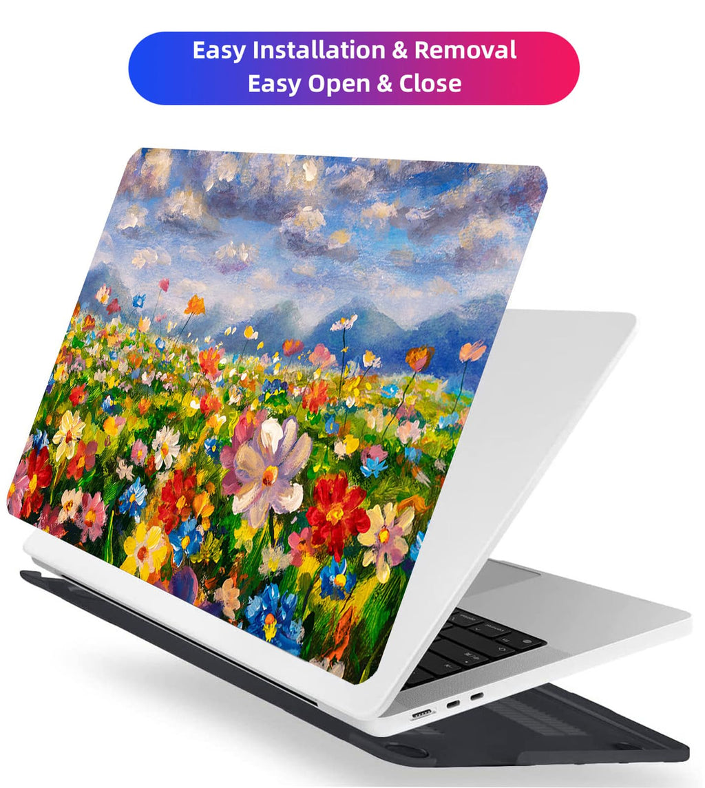 AMCJJ Compatible with MacBook Air 13 Inch Case 2017 2016 2015 2014 2013 2012 2011 2010 Release A1466/A1369, Plastic Hard Shell Case + Keyboard Cover + Screen Protector - Flowers