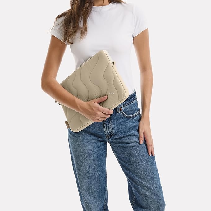 tomtoc 360 Protective Puffy Laptop Sleeve for 15-inch MacBook Air M4/A3241 2025, M3/A3114 2024, M2/A2941 2023, 15-inch Surface Laptop 7th(Copilot+ PC)/6/5/4/3, Quilted Puffer Soft Computer Case Bag