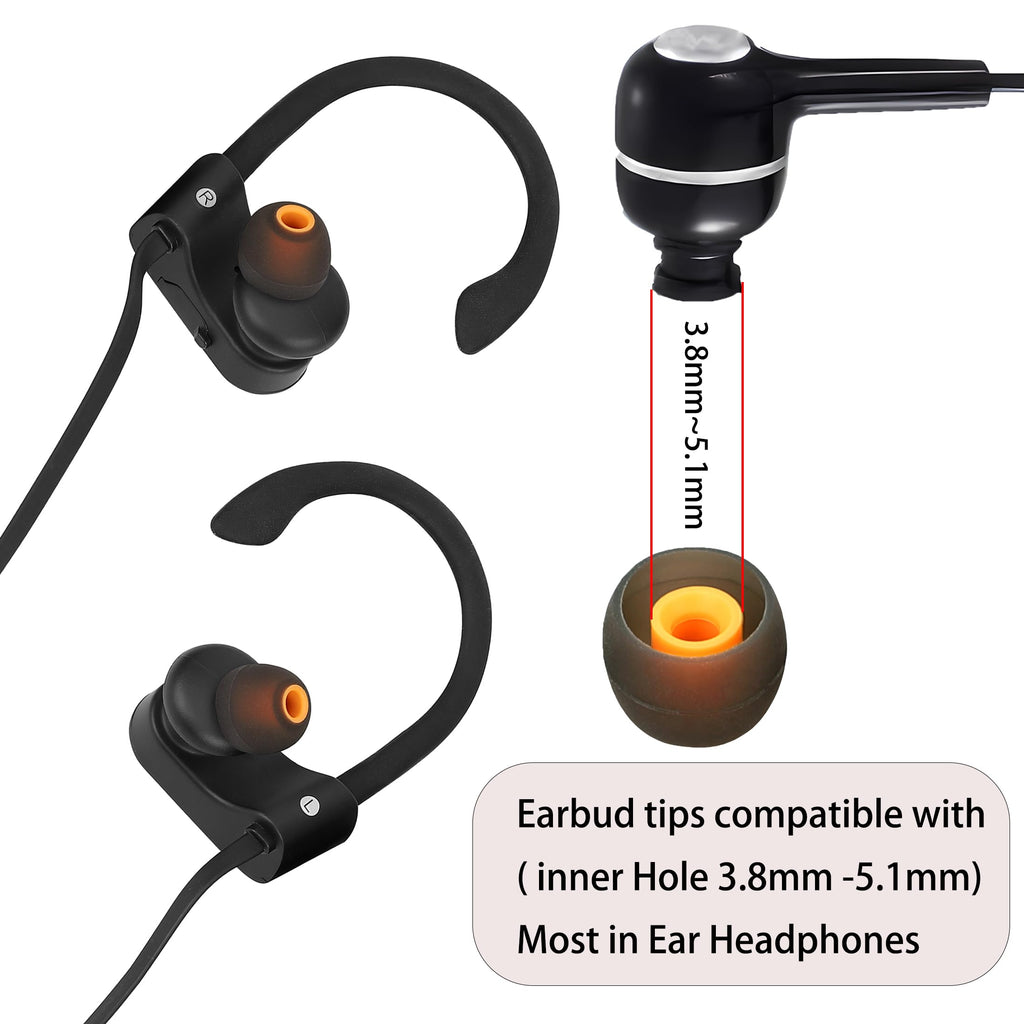 MQIMY Silicone Earbud Tips Replacement - Fit Most In-Ear Earbuds (Inner Hole 3.8mm - 5.1mm) - 9 Pairs S M L