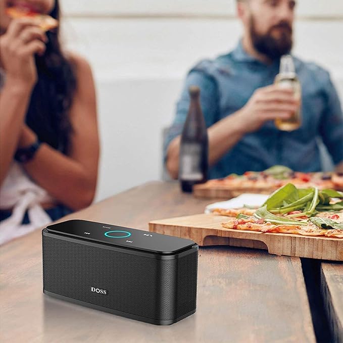 DOSS SoundBox Touch Wireless Bluetooth Speaker with 12W HD Sound and Bass, IPX5 Waterproof, 20H Playtime, Handsfree, for Office, Home, Outdoor, Travel-Upgraded