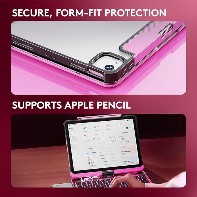 KITONE for iPad Air 11 Inch (M3/M2,2025/2024) Transperant Case with Wireless Keyboard, 7 Color Backlight, Trackpad, 360°Rotating Stand for 10.9" iPad Air 5th/4th, 11" iPad Pro 4/3/2/1 Case, Cyberpunk