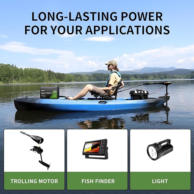 OKMO 12V 100Ah TM LiFePO4 Battery, Lithium Battery 150A BMS with Bluetooth, 10 Years Lifetime 15000+ Deep Cycles,for Marine, RV, Trolling Motor, Boat, Camper, Low Temperature Protection