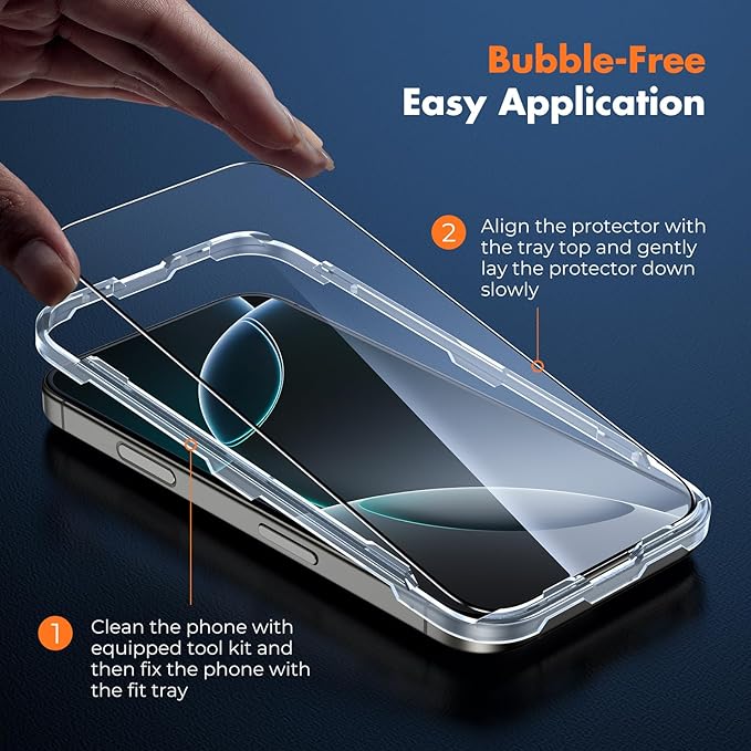 UNBREAKcable 3-Pack Screen Protector for iPhone 16 Pro Max [Military Grade Shatterproof] Tempered Glass Screen for Apple 16 Pro Max [9H Hardness][Full Coverage][Bubble Free][Easy Installation]