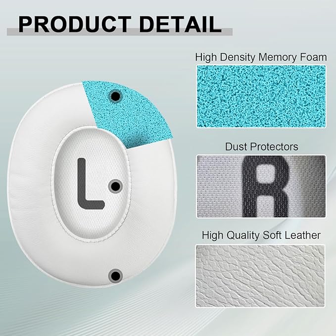 Replacement Ear Pads for JBL Tune 700(700BT)/710(710BT)/720(720BT)/750(750BT,750BTNC)/760(760NC)/770(770NC) Headphones, Headset Ear Cushions, Headset Earpads, Ear Cups Cover-White