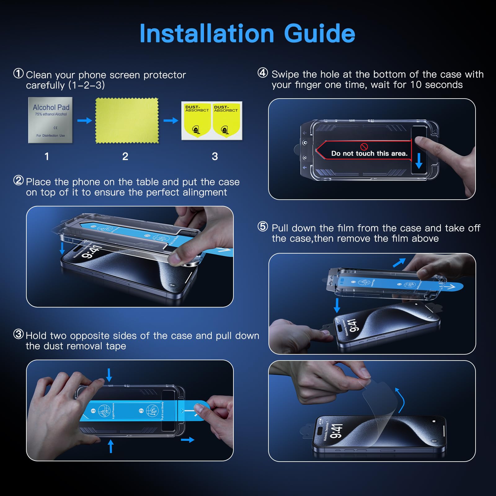 Uyiton Anti-Blue Light for iPhone 14 Pro Screen Protector - Unbreak-Glass Easy to Install Full Coverage Case Friendly Scratch Resistance 9H Tempered Glass Screen Protector for iPhone 14 Pro, 2 Pack