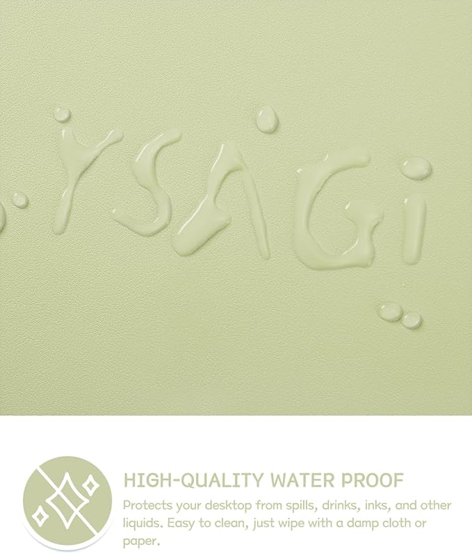 YSAGi Non-Slip Leather Desk Pad, Waterproof Laptop Computer Desk Keyboard Mat, Table Protector Blotter Mat, Large Mouse Pad for Office/Work/Home/Decor(Matcha Green, 31.5" x 15.7")