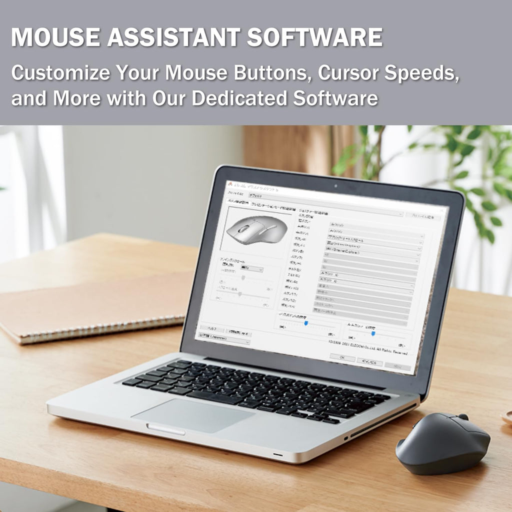 ELECOM Wireless Ergonomic Shape Mouse, 2.4GHz with Mini USB Receiver, Silent Click, Right Hand 2000DPI, 5 Buttons, Optocal Sensor, Compatible with PC, Mac, Laptop, EX-G, Msize Black (M-XGM30DBSKBK)