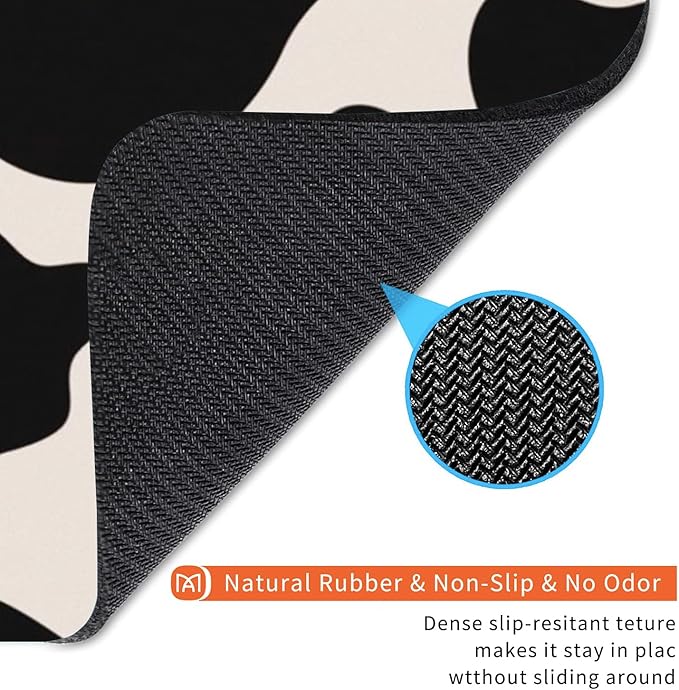 Square Mouse Pad Black Cow Print,Personalized Premium-Textured Custom Mouse Mat Design,Washable Mousepad Cloth,Non-Slip Rubber Base Computer Mouse Pads for Wireless Mouse