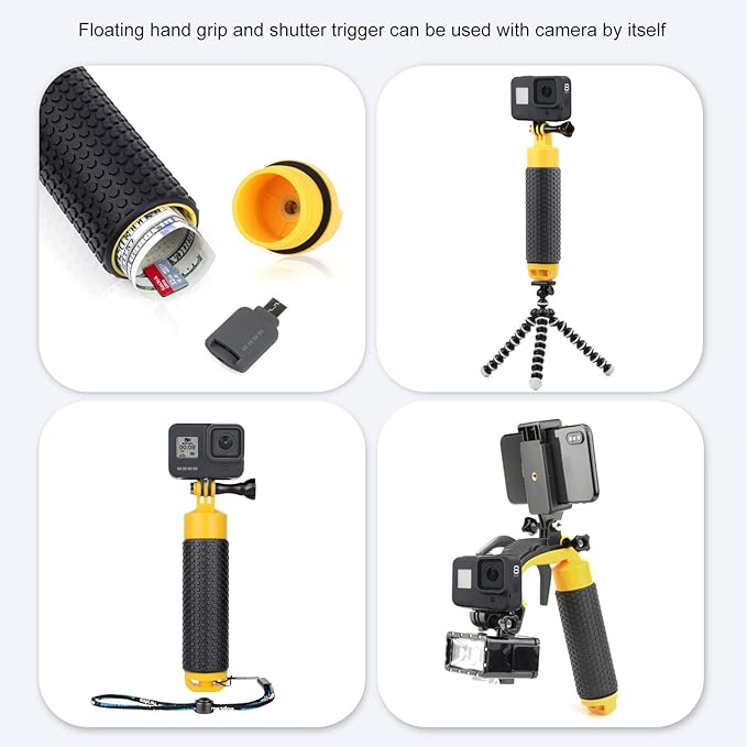 Dome Port for GoPro Hero 8 Black, Dome Port Lens with Waterproof Housing Case Shutter Trigger Floating Hand Grip for Hero 8 Black Snorkeling Diving Underwater Photography