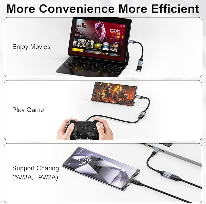 USB to USB C Adapter, Fast 5Gbps USB 3.0 OTG Adapter, USB A Female to Type C Dongle for iPhone 16/15, MacBook Pro/Air, iPad Pro/Air, Galaxy, Pixel and More