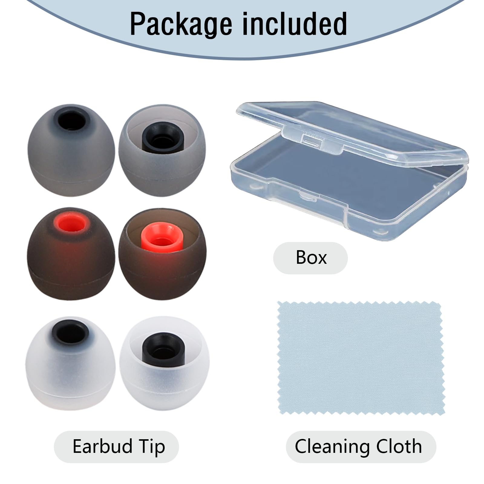 MMYQXI Silicone Earbud Tips - Fit for In-Ear Headphones (Inner Hole 3.8mm-5.1mm) - 9 Pairs S/M/L