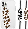 Phone Grip Strap - Reversible Finger Holder for Phone Back, Customizable Anti-Slip Design, Wireless Charging Compatible Detachable Holder for iPhone - Brown & Black Cows