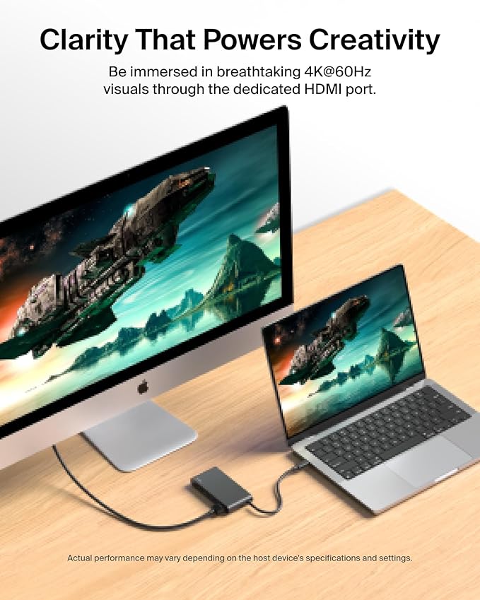 Belkin USB C Hub, 5-Port Hub w/ 4K HDMI Display @ 60Hz, 100W Power Delivery, Fast Data Transfer 10Gbps, USB C Multiport Adapter - Compatible with MacBook, iPad Pro, Chromebook, & More