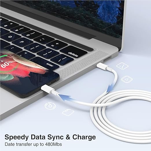 3-Pack [3.3FT+6.6FT+6.6FT] 60W USB C to USB C Cable, Type C to Type C Cable,Fast Charging Cable for iPhone 16 15 Pro Plus Pro Max，for Galaxy S24 S23, for iPad Pro/Air, for MacBook Pro/Air and More