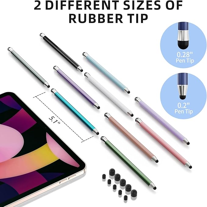 Stylus Pen for Touchscreen 10Pcs, 2-in-1 High Sensitivity & Precision Stylists pens, Stylus Pen for iPad/iPhone/Samsung/Android Tablets and Universal Capacitive Touch Screen (Black)