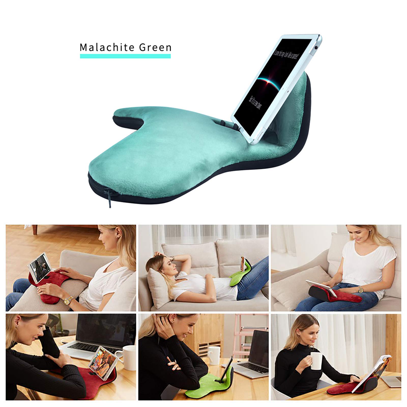 OKATOPGEAKO Phone Wrist Support/Soft Pillow Stand/2021 New Multi-Angle Tablet Stand/Phone Holder/Pillow Lap Pad Stand,for Ipad,Phones,Tablets, Ereaders,Books(Malachite-Green)