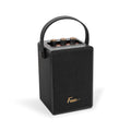 Fuse Andle Vintage Retro Bluetooth Speaker with Vegan Leather Handle | Portable Speaker with Smartphone Connection | USB & AUX Input | Stylish Black Wood Exterior