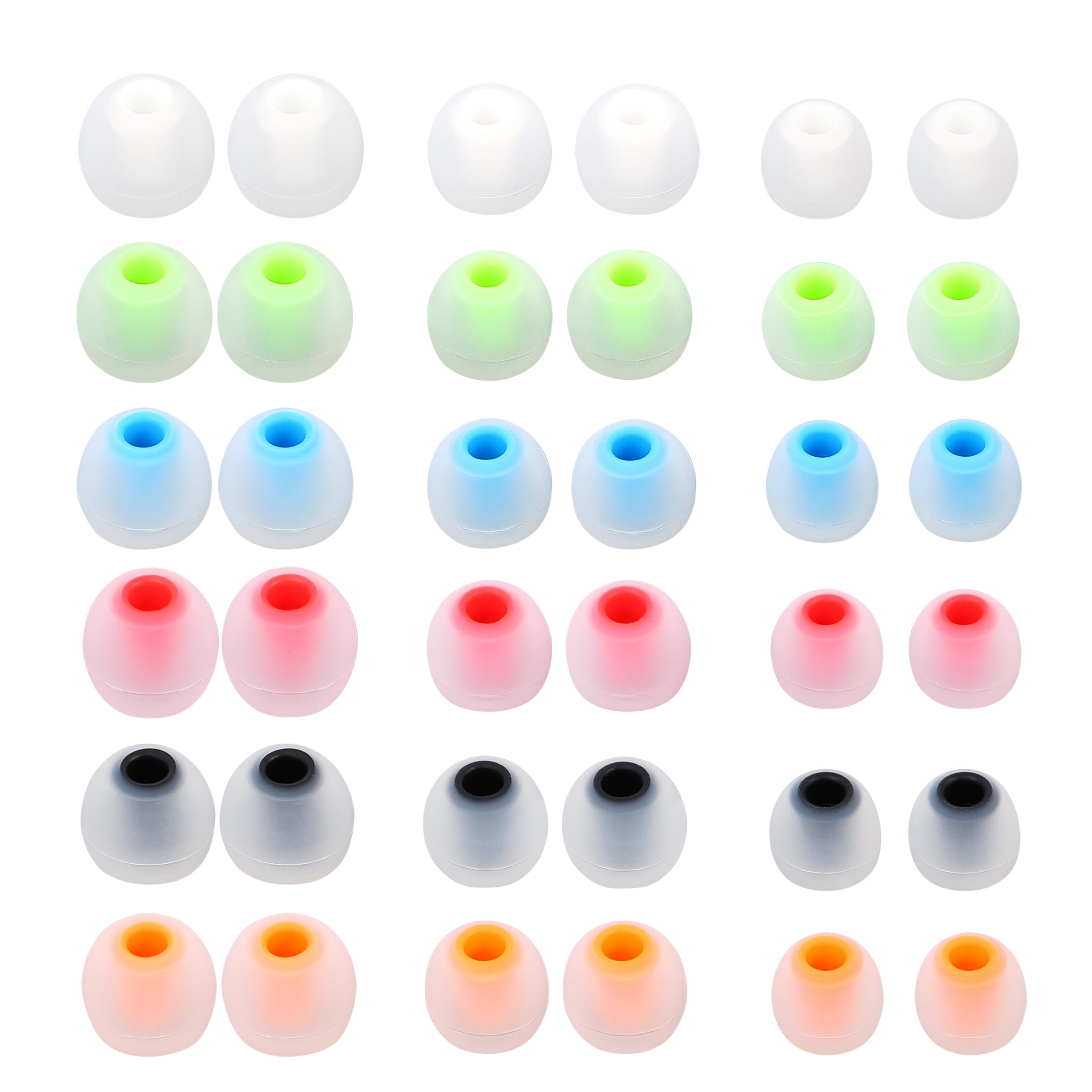 MQIMY Earbud Replacement Tips Silicone Earbud Tips Ear Bud Covers Fit Most in-Ear Earbuds(Inner Hole 3.8mm -5.1mm) Headphone Ear Tips 18 Pairs S M L