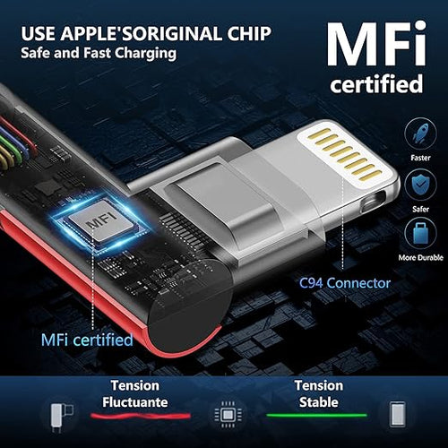 10ft iPhone Charger Cable 90 Degree Charging Cable [Apple MFi Certified]