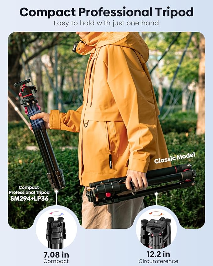 CAMBOFOTO 68" Lightweight Travel Camera Tripod with Ball Head, Compact Aluminum Tripod for DSLR/SLR, Compatible with Canon, Nikon, Binoculars, Telescope (Supports 8.8 lbs, Weighs 2.62 lbs)