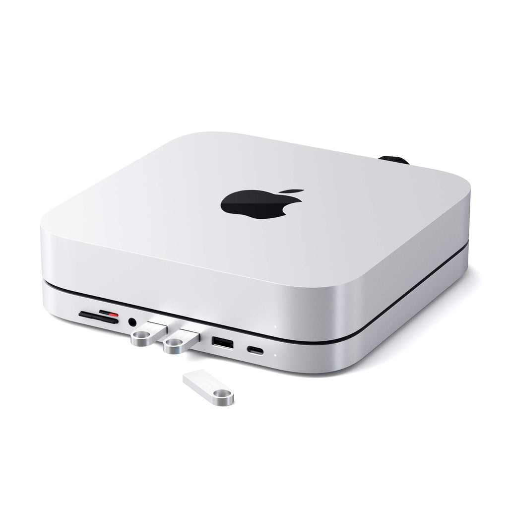 Satechi Aluminum Stand & Hub for Mac mini, USB 3.0 & Headphone Jack, Silver