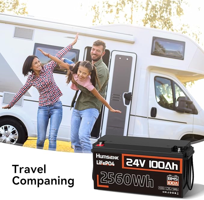 24V Lithium Battery 100Ah LiFePO4 Batterys 2 PCS, Built-in 100A BMS with Low-Temp, 15000+ Deep Cycles, 2560Wh Lithium Iron Phosphate Battery, for RV Solar Energy Off Grid Trolling Motor
