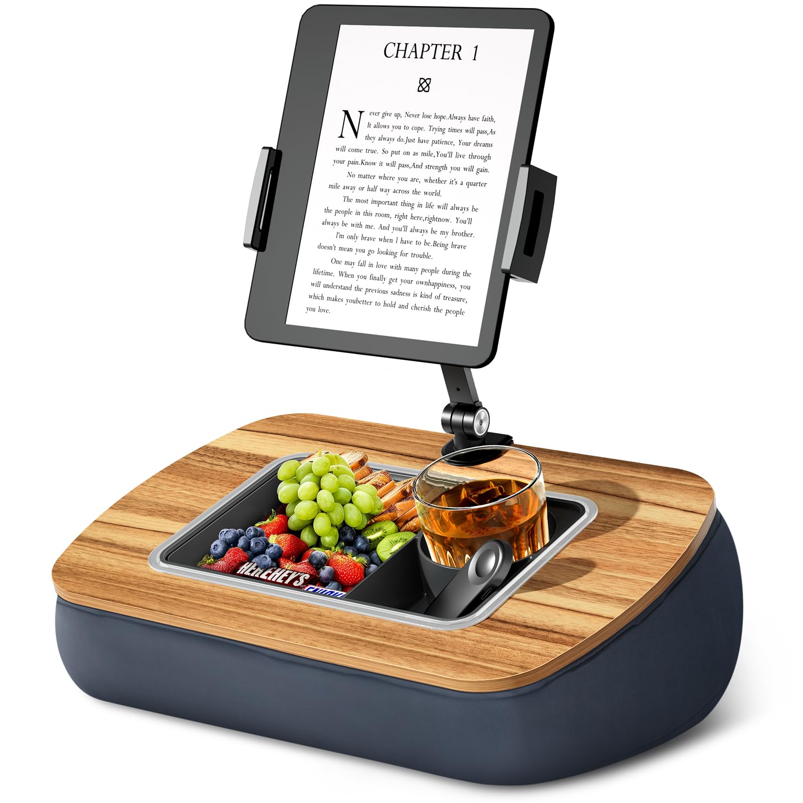 ERGONOV Tablet Pillow Stand for Lap, Adjustable iPad Holder with Snack Bowl