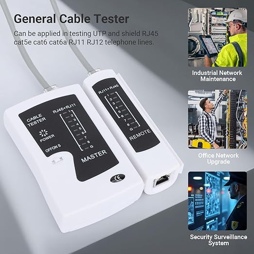 RJ45 Cable Tester Network Cable Tester Ethernet Wire Test Tool for LAN Phone RJ45 RJ11 RJ12 Cat5 Cat5e Cat6 Cat6a Cat7 UTP/Shield Cable