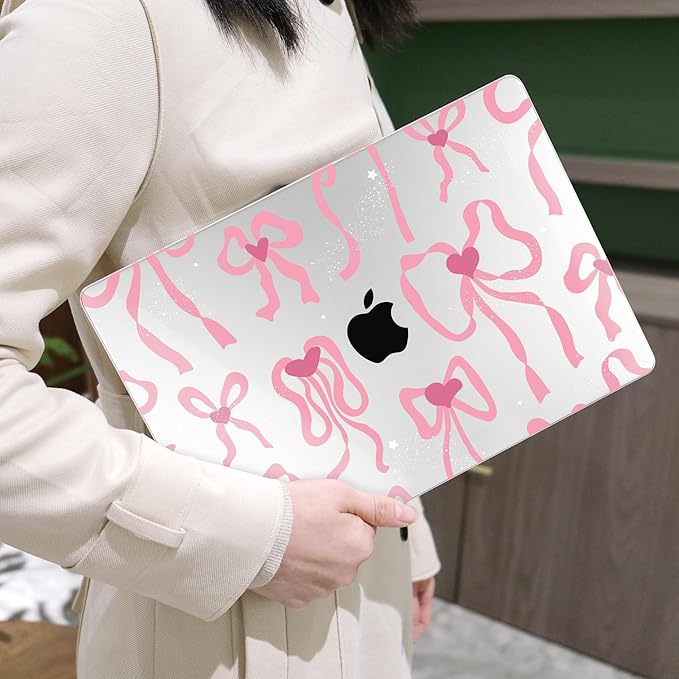 MEEgoodo for M4/M3/M2 MacBook Air 15.3 inch Case 2025 2024 2023, Case Fit Model (A3241/A3114/A2941) for MacBook Air 15 inch, Laptop Hard Shell with Keyboard Cover, Coquette Ribbon Bow