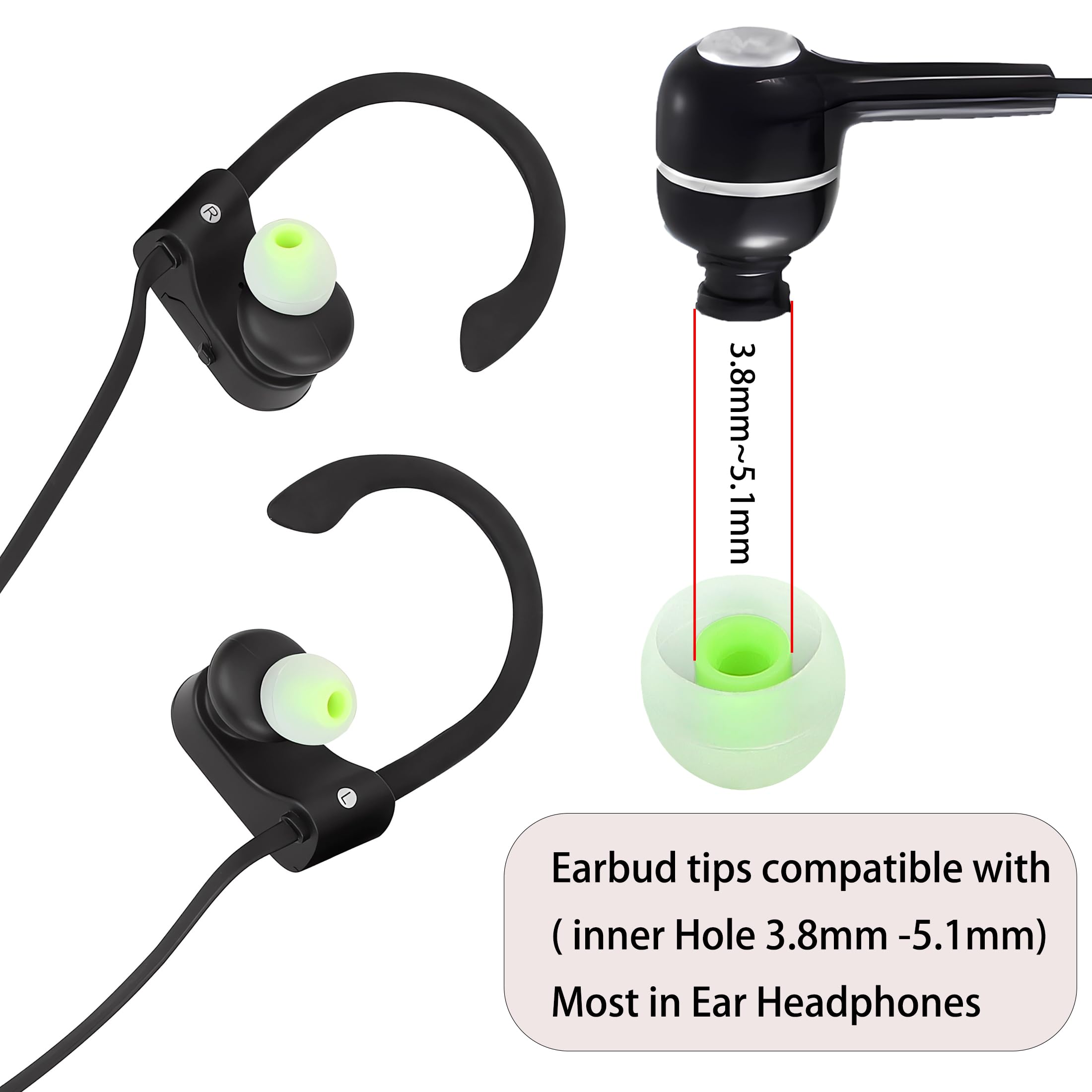 MQIMY Silicone Earbud Tips - S M L, Fit Most In-Ear Earbuds (Inner Hole 3.8mm - 5.1mm), 9 Pairs