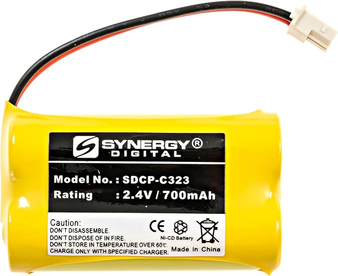 Synergy Digital Cordless Phone Battery, Compatible with Vtech CS6129-41 Cordless Phone, (NI-CD, 2.4V, 700mAh) Ultra High Capacity Battery