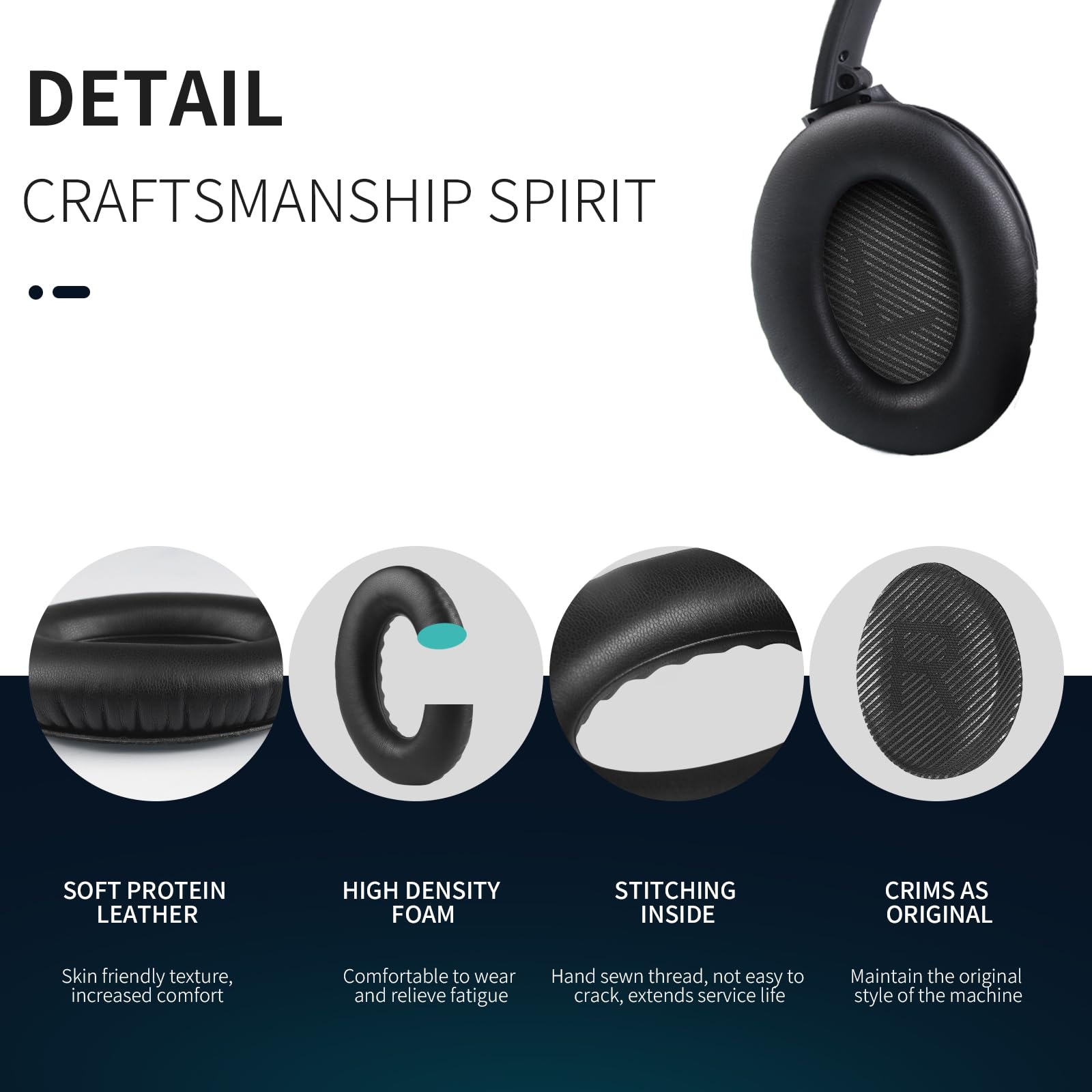 Chaliashi Ear Pads for Bose QC35: Durable Comfortable Noise Cancellation Replacement Cushion Earpads for Bose Quitecomfort 35 QC35 QC35 ii Headphones with Good Audio Quality
