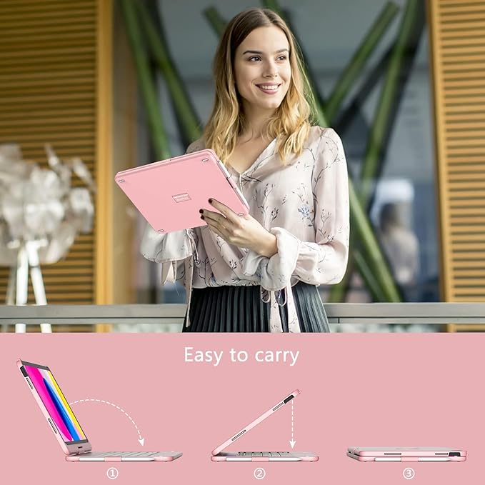 for iPad A16 11th Generation/10th Generation Case with Keyboard,Touch Keyboard for iPad 11" /10th Gen 10.9 inch 2022-10 Color Backlight, 360° Rotatable Protective Cover