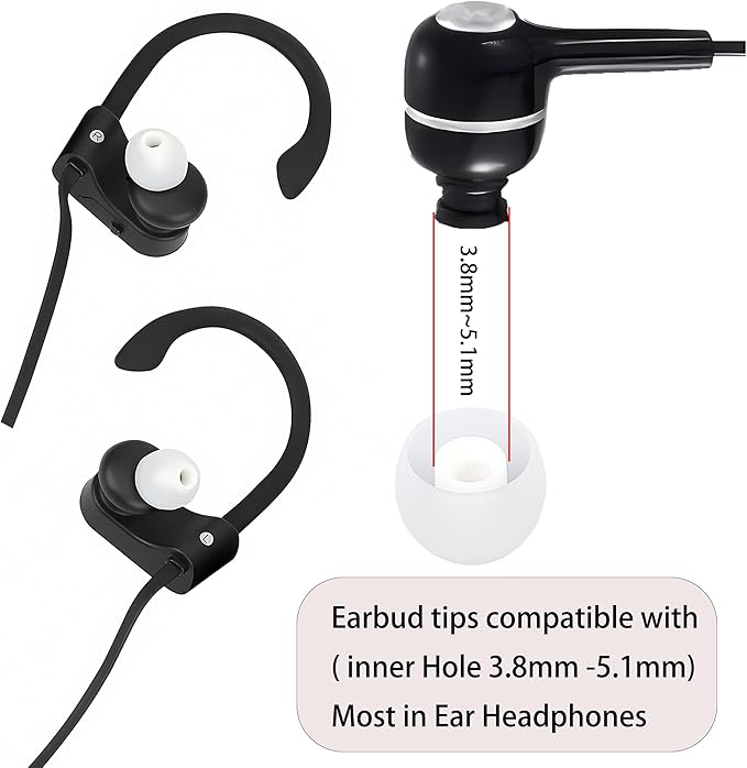Earbud Replacement Tips - Silicone Ear Tips Fit Most - S M L, 9 Pairs