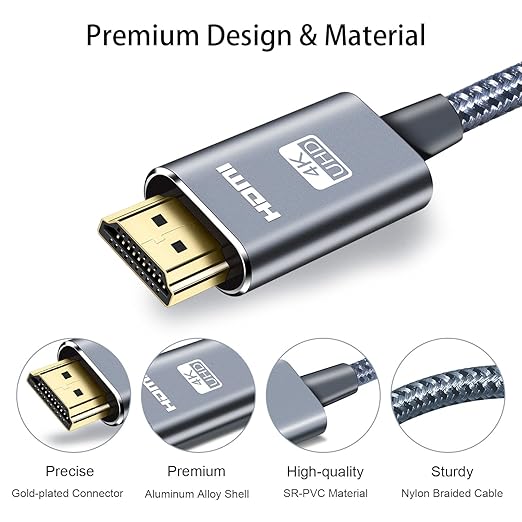 LEADSTAR HDMI Cable 4K 3 ft / 1m, High Speed HDMI 2.0 Cord Braided | 4K@60Hz, Ultra HD, 2160p, ARC, HDR, 3D, HDCP 2.2 | for Xbox, PS5, TV, Laptop, Monitor