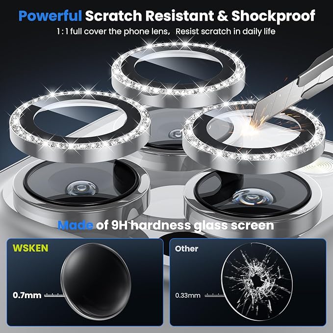 WSKEN for iPhone 16 Pro/iPhone 16 Pro Max Camera Lens Protector - [Original Shooting Model] Shatterproof Ultra HD Tempered Metal Glass Camera Screen Protector Cover Film Accessories