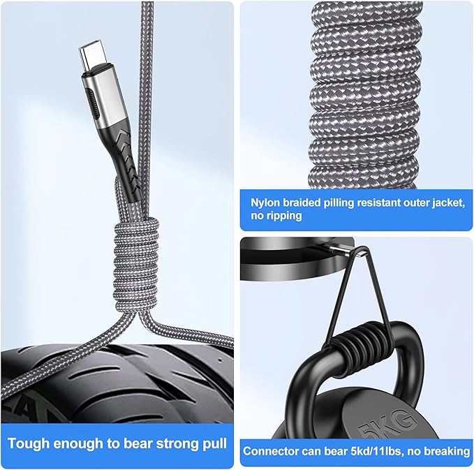 Durcord USB C Cable, Upgarded 2Pack 10ft Fast USB Type C Charging Cable for Android/Phone/Pad/Laptop, Type C Charger Braided USB Cable Compatible withi Phone 16/15/Pro/Plus/Max/Sam.Sung-Silver