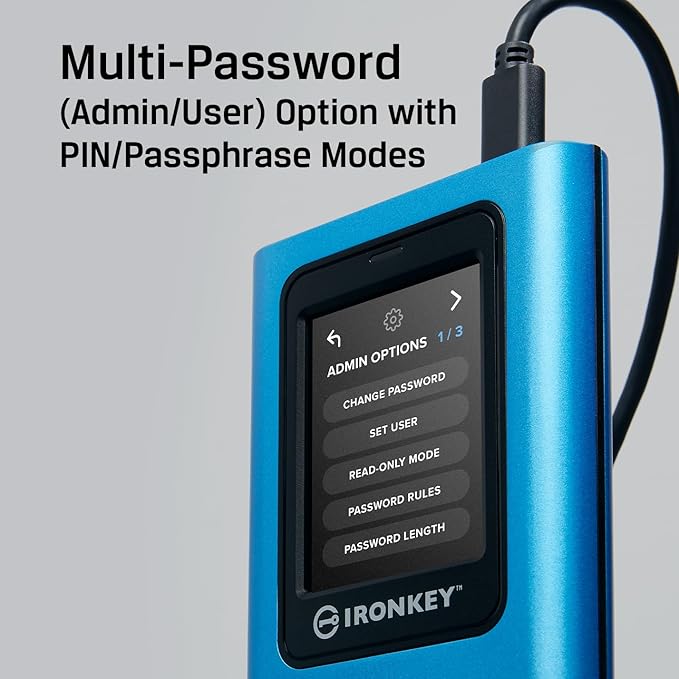 Kingston IronKey Vault Privacy 80 7.6TB External SSD | FIPS 197 | XTS-AES 256GB Encrypted | Touch Screen PIN | Secure Data Protection | IKVP80ES/7680G