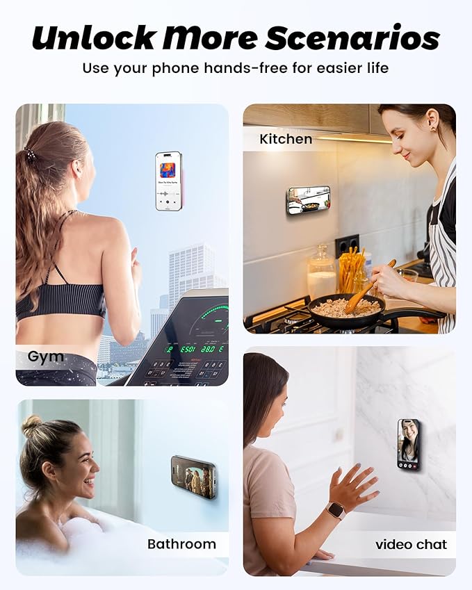 amBand Airplane Travel Essential Accessories Phone Holder for Women Men, Magnetic Suction Cup Phone Mount for Flying Plane Seat Back Screen, Long Flight Must Have Hands-Free for Selfie/Video, Sky Blue