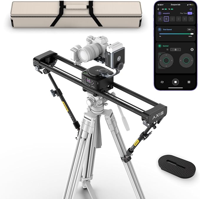 ZEAPON AXIS 80 Pro AXIS Multi-axis Motorized Camera Slider, 31''/ 80cm Professional DSLR Dolly Carbon Fiber Electric Track, Pan Heads for 360° Panoramic Time-Lapse Follow Focus Photography